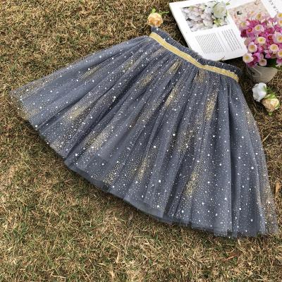 China 2021 new girls breathable short skirts for children spring and summer puffy skirt for children foreign style gold mesh gauze skirt for sale