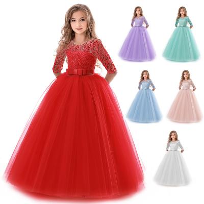 China 2021 New Girls Puffy Skirt Lace Princess Dress Breathable Long Sleeve Dress For Children for sale