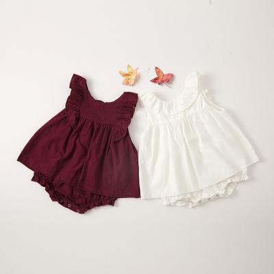 China 2021 Newborn Breathable Sleeve Ruffle Rompers Flared Summers 100% Cotton Cozy Babies for sale