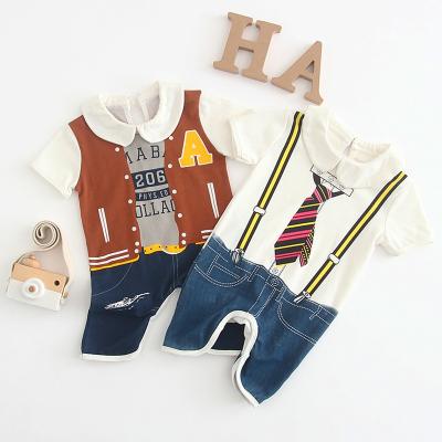 China Fashion Cotton Summer Antibacterial Soft Baby Toddler Handsome Boy Romper Suits Clothes for sale