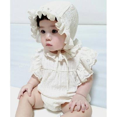 China 2021 Summer Antibacterial Kids Cute Soft Ruffle Baby Toddler Sleeveless Rompers for sale