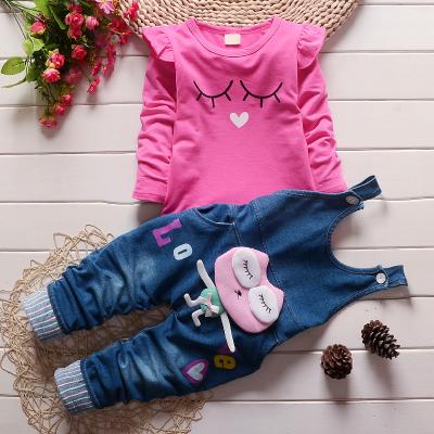 China 2021 Autumn New Girls Casual Sweatshirt Jeans Suit Cotton Underwear Two Sets Lovely for sale