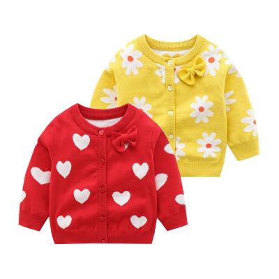 China Good Quality Knitted Cardigan Heart Print Babies Sweater For Spring Autumn Winter for sale