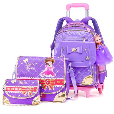 China High Quality School Bag 3 In 1 School Bag Kids Trolley Luggage Set School Bags For Girls for sale