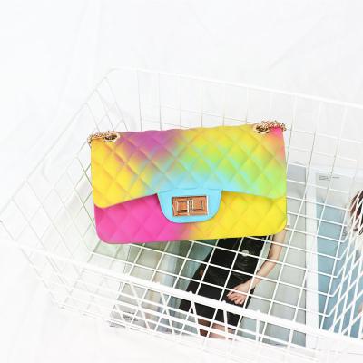 China 2020 Fashion Beach Handbags Colorful TAS Jelly Bag Women Mini Rainbow Jelly Cross - Body Messenger Bags for sale