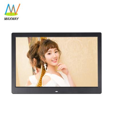 China Slim Clock 17inch Black Wall Mount LCD Digital Photo Frame With Loop Video for sale