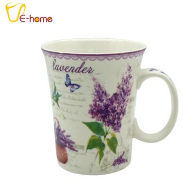 China Color Lavender Flower Design Uninverted Stylish Modern Seasonal Cool Mugs for sale