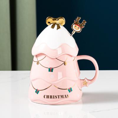 China Very Hot Selling Custom Not Inverted Christmas Season Christmas Mug With Spoon for sale