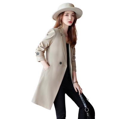 China Anti-wrinkle winter fashion long jackets women's classic elegant office jacket female turn down collar coat casual coat for lady for sale