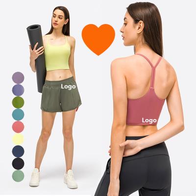 China DT113 Lulu Women High Impact Sports Breathable Workout Crop Bra Sleeveless Top Vest Tank For Workout Gym Wear Women's Yoga Bra for sale