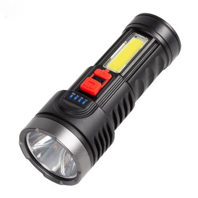 China Portable USB Rechargeable ABS Spotlights Emergency Flashlight Multifunctional Torch Lamp with COB for sale