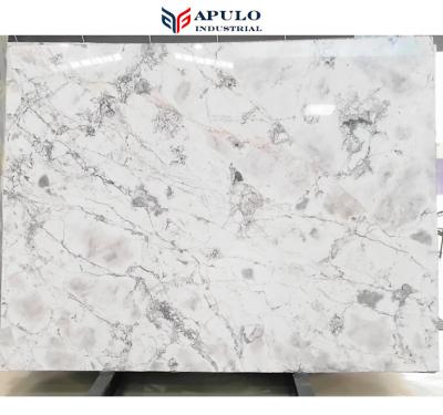 China Factory Direct Modern Super White Marble Apulo Brazil Quartzite Slabs High Quality Natural Polished Super White Tile for sale