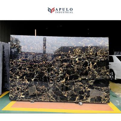 China APULO Modern Black Gold Floor Tile Marble Black Rose Marble for sale