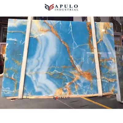 China Modern Natural Hot Translucent Blue Onyx Stone Marble Stone Sale Apulo Blue Onyx Agate Slab Tiles for sale