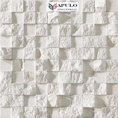 China New Modern 3D Hotel Mosaic Tiles Mosaic Garden Path Pattern Art Decoration Wall Coconut Shell Apulo Design White Gray Marble for sale