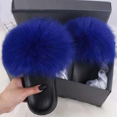 China Wholesale Fur Slipper Raccoon Slippers Fashion Trend Fur Slider Outdoor Sandals Smudge Fur Slides For Women for sale