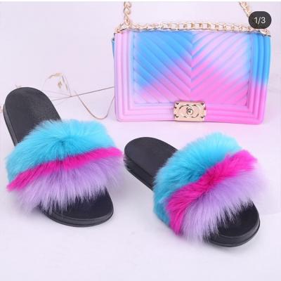 China Breathable Customize Design Fur Slides With Logo Women Fuzzy Fluffy Fur Slippers Smudge Fur Slides for sale