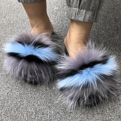 China Fashion trend price cheap factory direct Fox fur slippers softer and fluffy PVC slips women summer indoor outdoor sandals for sale