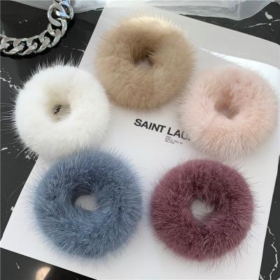 China Accessories fashionable high quality real mink fur hairy headband bundling multicolor red hair accessories elastic headband for sale