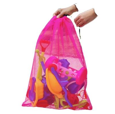 China High Quality Sea Handled Net Storage Summer Gathering Kids Tote Shell Mesh Beach Toy Double Shoulder Bag for sale