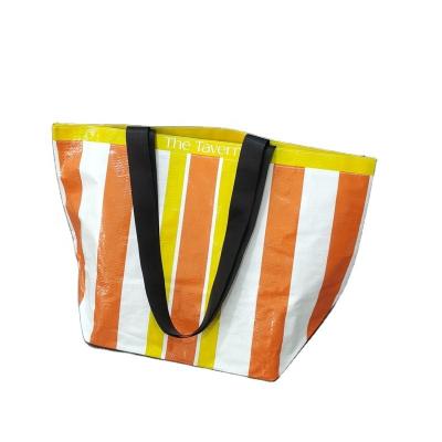 China Wholesale Custom Full Color Printing Reusable Handled Sack Storage Bags Colorful Design PP Woven Ship New PP Large Shopping Bags for sale