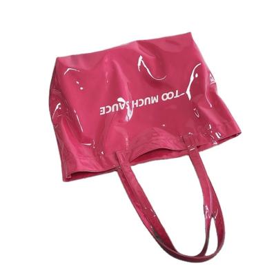 China Clear PVC Handled Duffel Bag PVC Tote Shopping Bag Shoulder Transparent With Logo Zipper Pvc Beach Hand Bag for sale