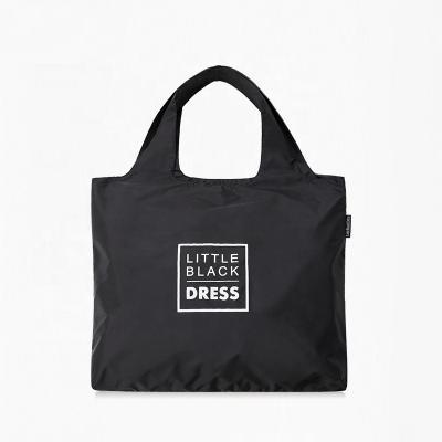 China Wholesale Custom Logo Grocery Logo Grocery Handled Ripstop Carry Nylon Bags Reusable Folding Eco-Friendly Pocket Polyester Handled Foldable Shopping Bag for sale