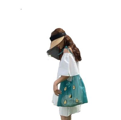 China Lightweight Handled Shoulder Handbag Tote Bags Large Transparent Shopping Grocery Embroidered To Mesh Custom Printed White Organza Bag for sale