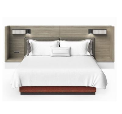 China Spring Hill Modern Suites Hotel Customized Simple Upholstery Fabric With Solid Wood Hotel Furniture King Bed Headboard for sale