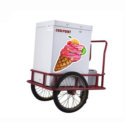 China 2020 coolpoint ice cream storage and vending pushing cart with 108 liters solar freezer or chest freezer for sale