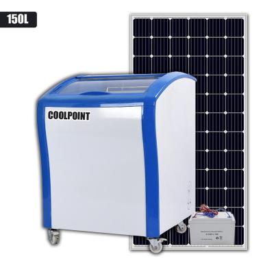 China 150L glass door solar freezer for ice cream 150L glass door solar freezer for ice cream for sale