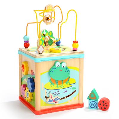 China TopBright Wooden Suppliers Activity Cube Commercial Wooden Activity Cube Board Toy for sale