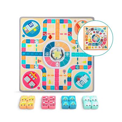 China Family Friends Fun Game Mini Plastic Ludo Chess Travel Game Board Set Flying Double Sided Flying Chess Multifunctional Dice Toys Play Game for sale