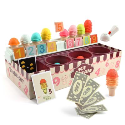 China Topbright Ice Cream Set Of Toys For Children Pretend Color Montessori Toy Children Wooden Educational Preschool Study Math Game for sale