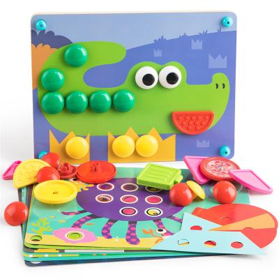 China Cartoon Toy Preschool Learning Educational Toys for Kids Mosaic Pegboard Activity Set Color Matching Button Art Mushroom Nail Toy for sale