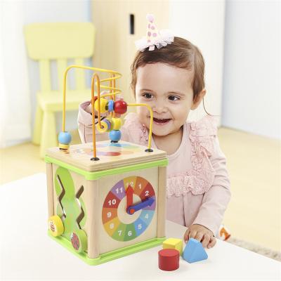 China Train Ability Montessori Manipulator Toys Custom Baby Learning Knowledge Wooden Multi-Function Treasure Chest Toy Educational Bead Toy Kids Wooden Beads Toys for sale