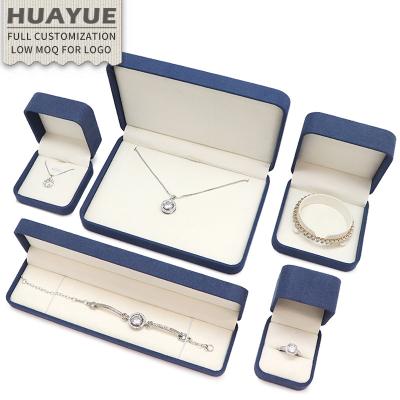 China Wholesale Blue Pendant Bracelet Ring Jewelry Box Packaging Microfiber Flip Classic Store Display Flannel Ring Bracelet Necklace Earring Jewelry With Logo for sale