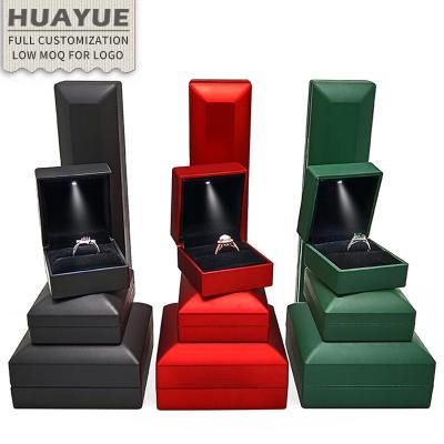 China Ring Necklace Pendant Bracelet Lighted LED Jewelry Box Plastic Jewelry Box Earring Necklace Bracelet Ring Green Red Wholesale Jewelry Box Jewelry With Velvet Inserts for sale