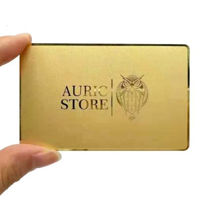 China Europe/America Shinny Metal Business Cards Credit Cards Gold Custom White Cheap Metal Business Cards for sale