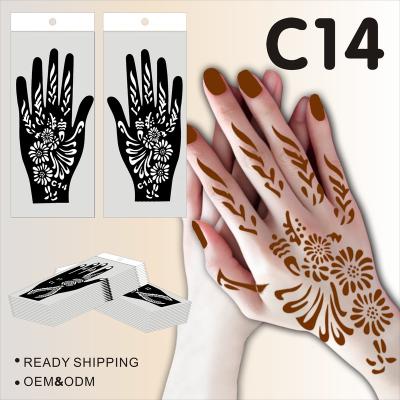 China 2023 Temporary New Design Three Pose Temporary Henna Tattoo Stencils Glitter Tattoo Stencil Reusable Tattoo Sticker Body Template for sale