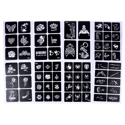 China 2023 Temporary New Custom Henna Stencils Tattoo Sticker Black Hollow Airbrush Stenciling Template Body Inkjet Tattoo Template for sale