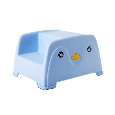 China Wholesale Stackable Lovely Cartoon Penguin Kids Plastic Non-slip Foot Step Stools Baby 2 Sitting Stool for sale