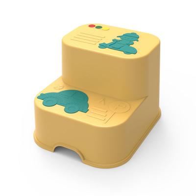 China Stackable Durable Non-slip Traffic Cartoon Pattern Kids Plastic Baby 2 Step Foot Sitting Stool For Kids for sale