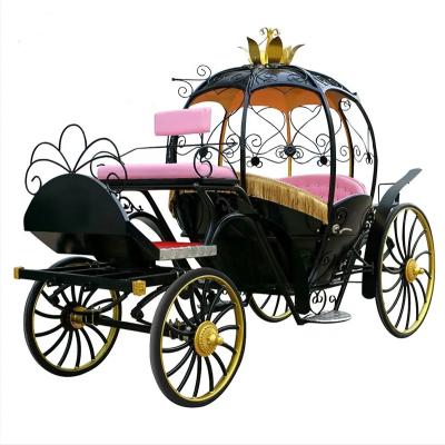 China Sightseeing Black electric toy horse buggy CE certification cinderella wedding carriage electric pumpkin horse carriage cart for sale for sale