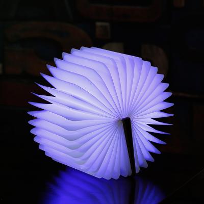 China Wholesale ZRWK07 Creative Portable Led Mini Wooden Folding Rechargeable Book Desk Table Light Led Book Shaped Lamp for sale