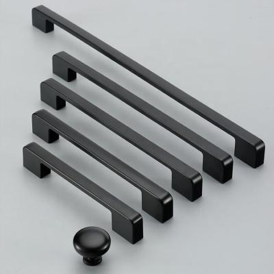 China Modern Aluminum Alloy Modern Wardrobe Handles Black Sideboard Pulls Luxury for sale