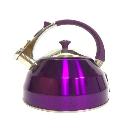 China 201 304 Sustainable Accept Customization Water Teapot Stainless Steel Purple Whistling Kettle for sale