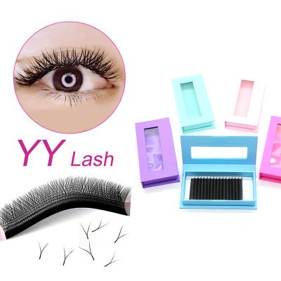 China Individual 2d Shape Double Layers 4D Y Volume Lash Extension Eyelash Crisscross Extensions Private Label For Makeup for sale