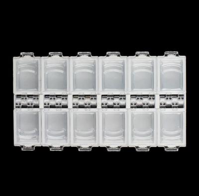 China 12pcs per/box Promotion Good Quality Transparent Plastic SETfill Fake Stones Separately Opened Nail Drill Bit Container for sale