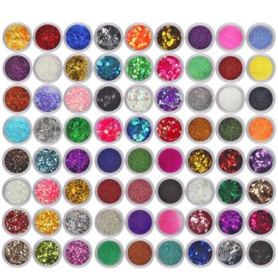 China Wholesale 72colros fashion nail glitter colorful holographic sequins beads set SFLP-008 for sale